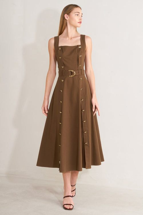 SWEET SIENNA WOVEN MIDI DRESS