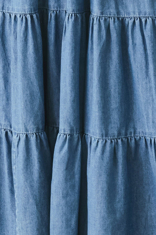 OCEAN SKY DENIM MIDI DRESS