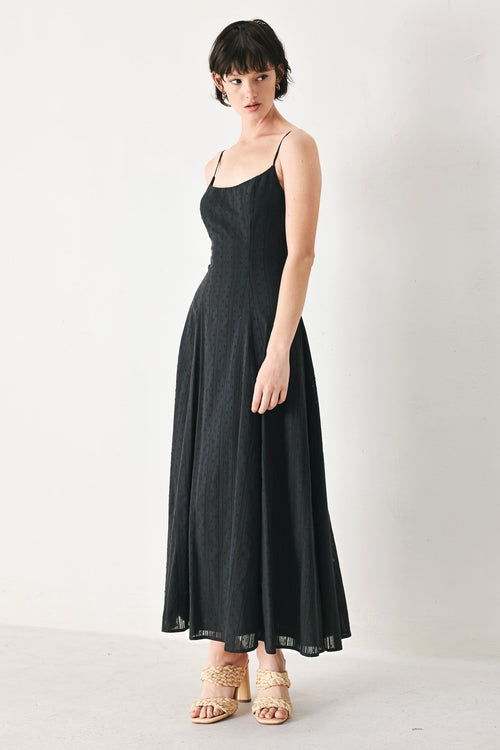 FLYING TOMATO Women's Sheer Midnight Black Midi Cocktail Circle Dress