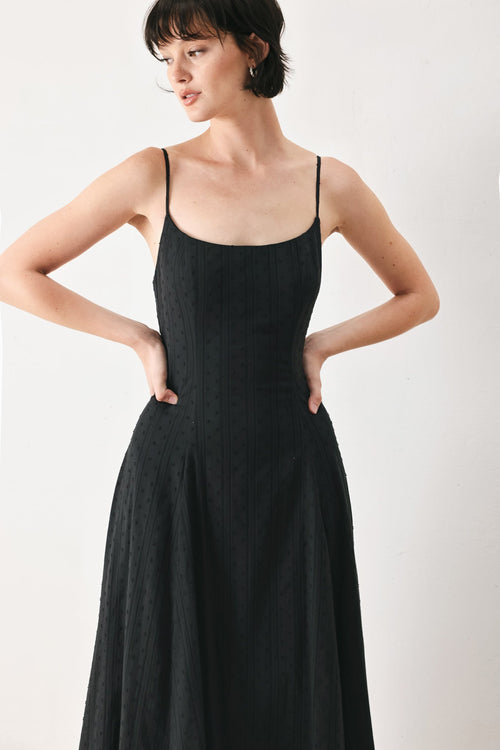 FLYING TOMATO Women's Sheer Midnight Black Midi Cocktail Circle Dress