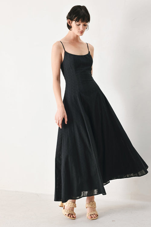 FLYING TOMATO Women's Sheer Midnight Black Midi Cocktail Circle Dress