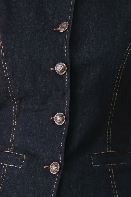 CONTRAST STITCH DENIM VEST