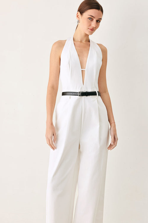 PRETTY MOMENT HALTER WOVEN JUMPSUIT