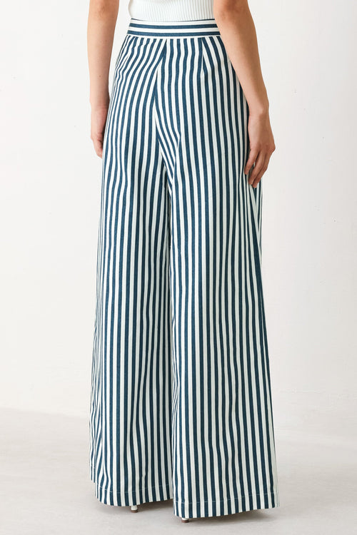 PORTSIDE STRIPE WOVEN WIDE LEG PANTS