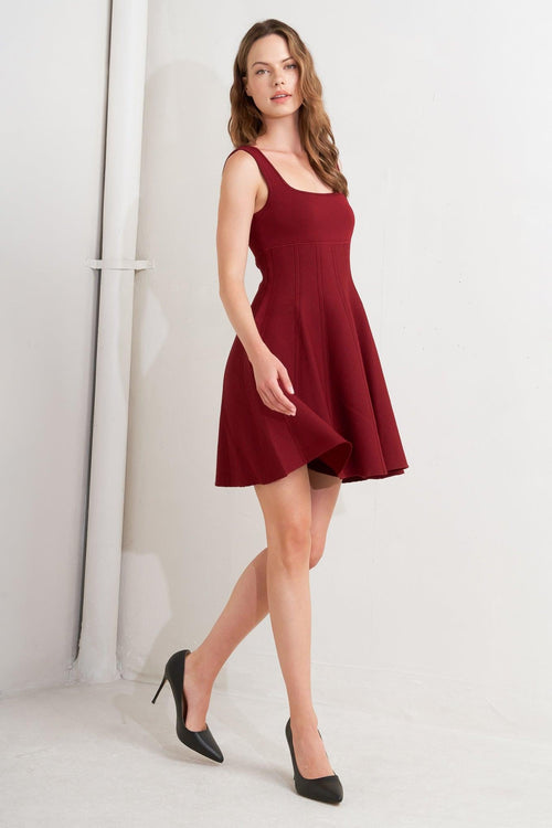 SKATER IN WINE SWEATER MINI DRESS