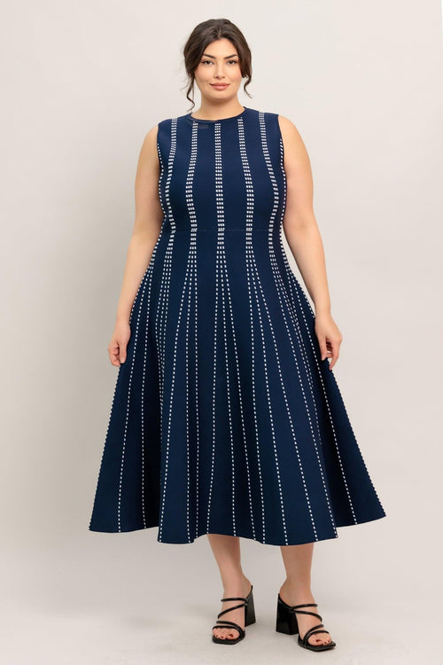 PERFECTLY POISED JACQUARD SWEATER MIDI DRESS