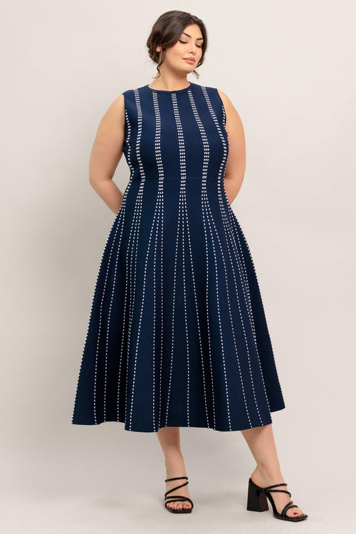 PERFECTLY POISED JACQUARD SWEATER MIDI DRESS