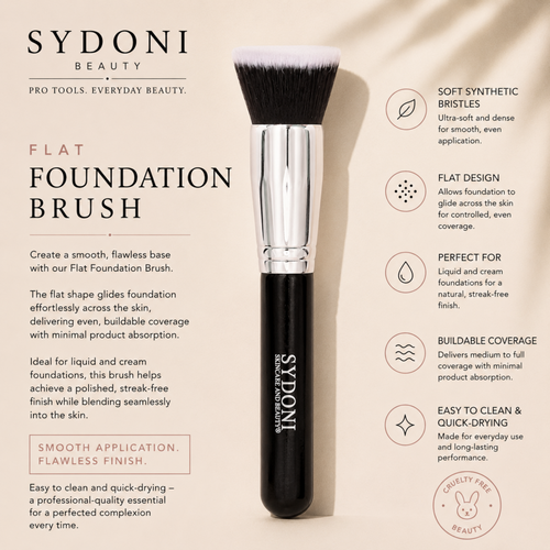 SYDONI FLAT FOUNDATION BRUSH - Ultra Soft Synthetic Bristles