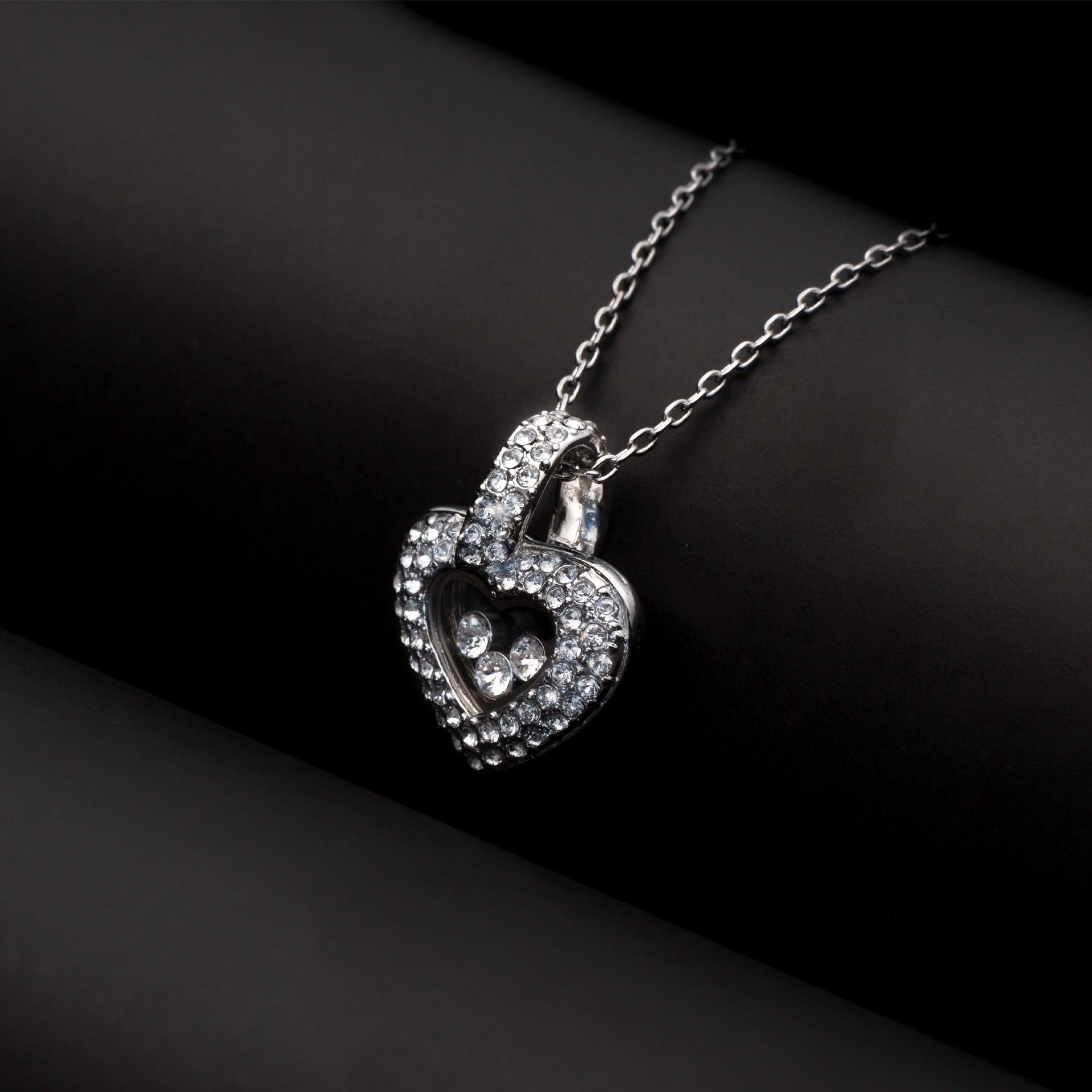 TRYNDI™ To My Wife Floating Heart Necklace With Authentic Swarovski Crystals