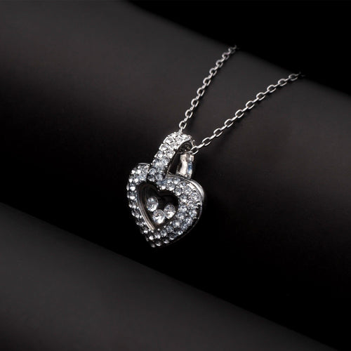 TRYNDI™ To My Wife Floating Heart Necklace With Authentic Swarovski Crystals