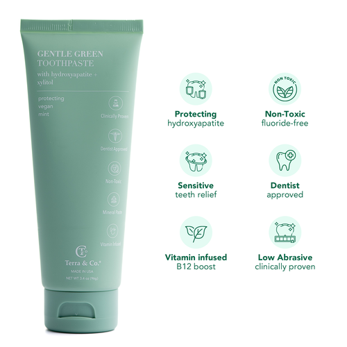 Gentle Green™ Sensitive Toothpaste with Hydroxyapatite & B12 (Fluoride-Free, Natural Enamel Support & Sensitive Teeth Relief)