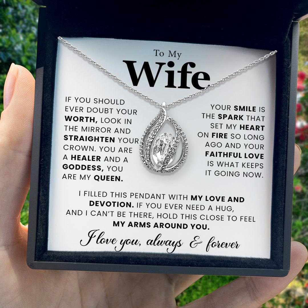 To My Beautiful Wife - I Love You, Always &  Forever - Orbital Birdcage Necklace