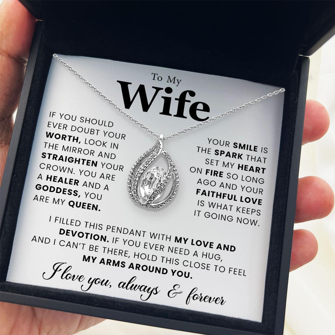 To My Beautiful Wife - I Love You, Always &  Forever - Orbital Birdcage Necklace