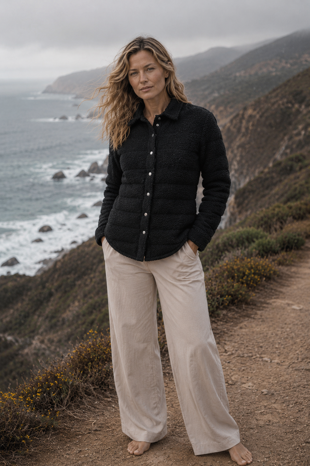 The Harrow Bouclé | Down Shirt | Midnight Black