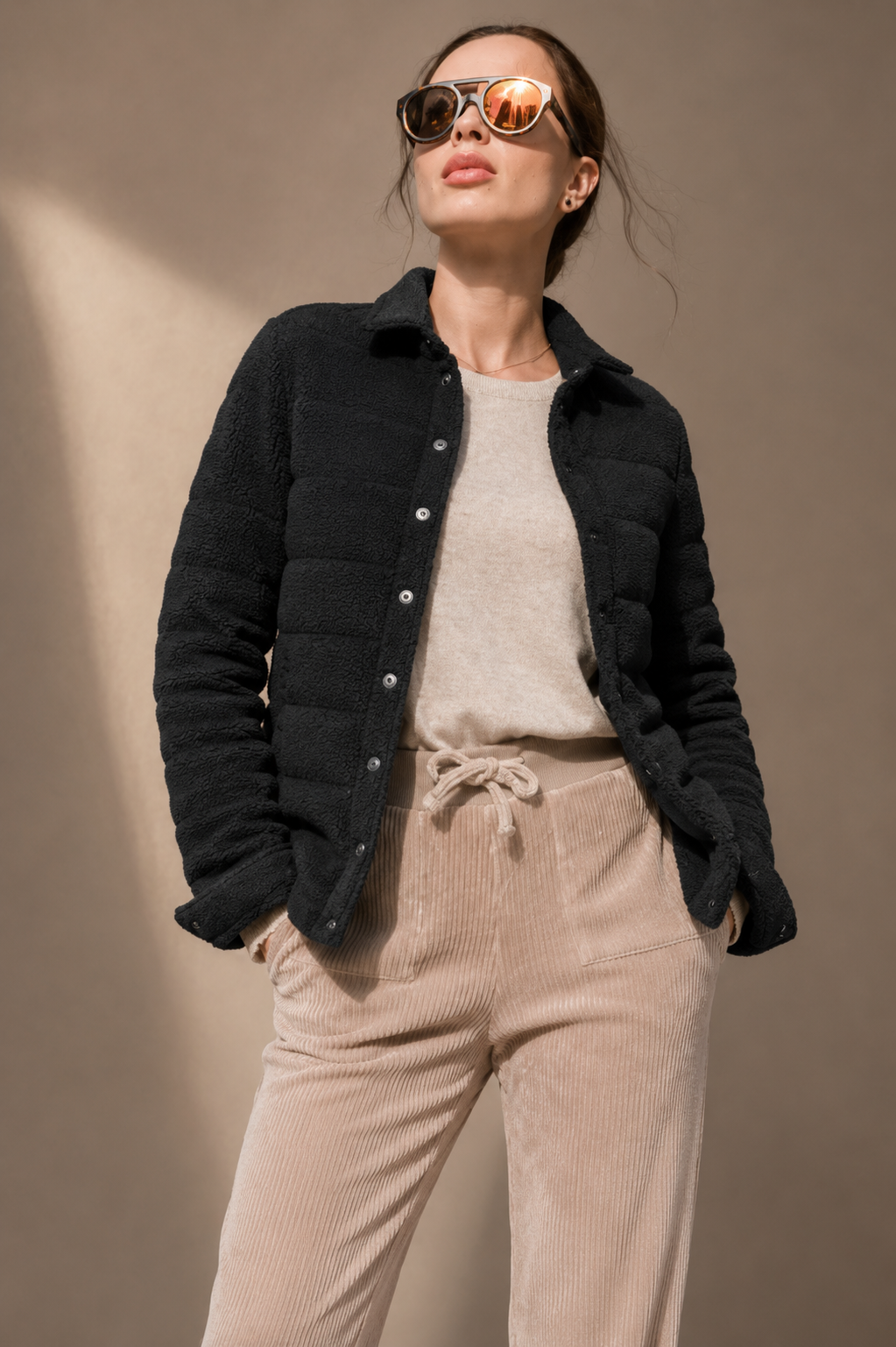 The Harrow Bouclé | Down Shirt | Midnight Black