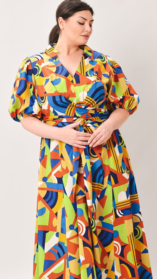 SATURDAY FEELINGS WOVEN MIDI DRESS