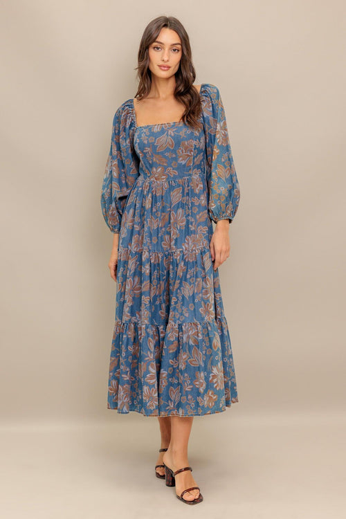 CIRCLE OF FRIENDS DENIM MIDI DRESS