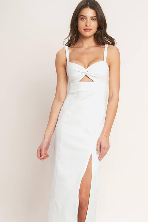 SILENT SHIN TWILL MIDI DRESS