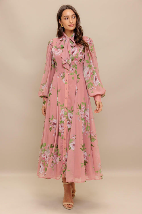 BLUSH BOTANICA WOVEN MIDI DRESS