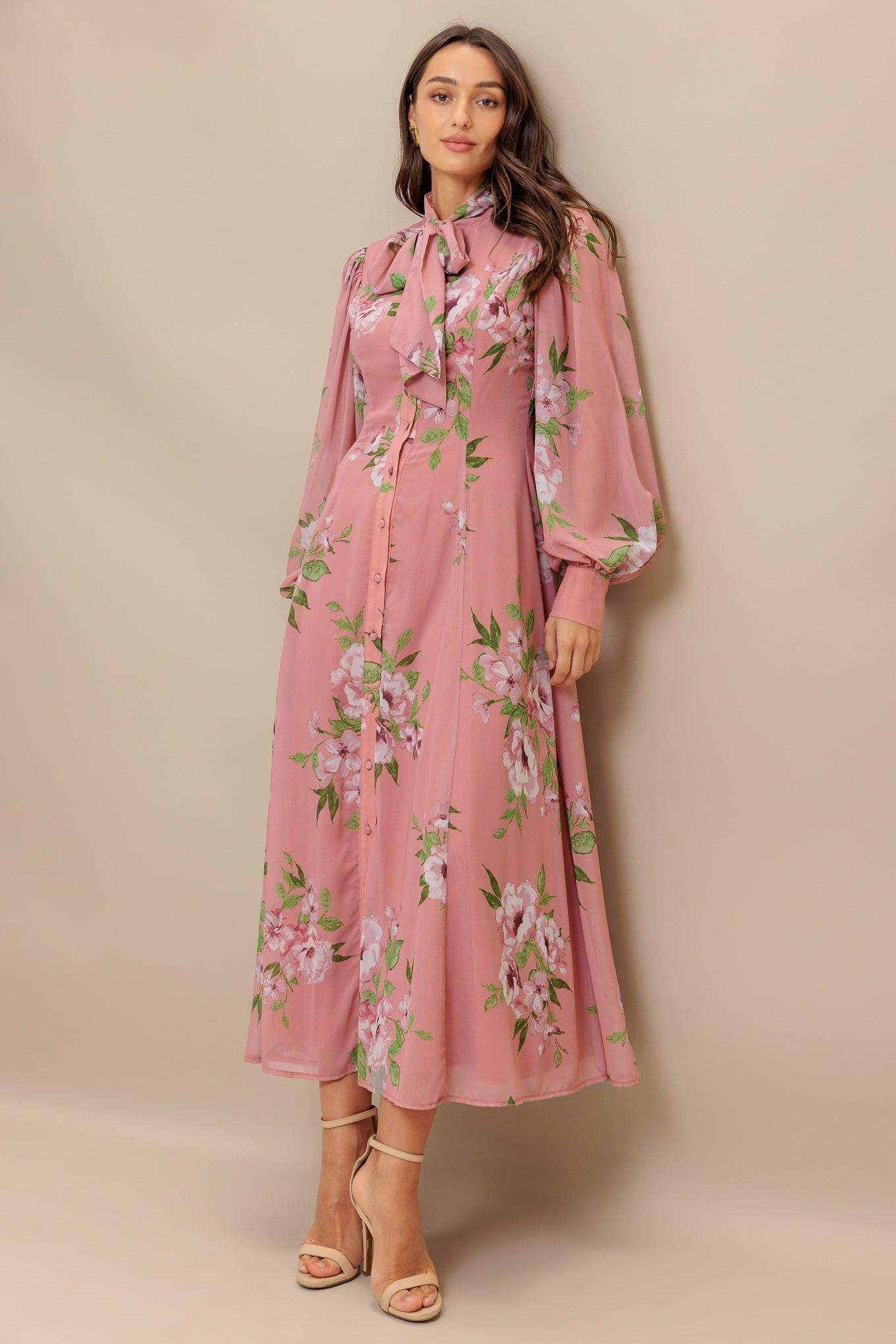 BLUSH BOTANICA WOVEN MIDI DRESS