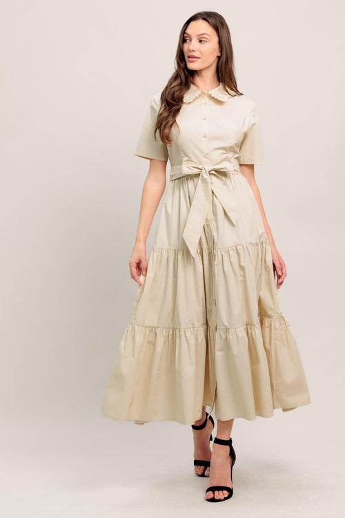 WORTH THE WAIT WOVEN MIDI DRESS