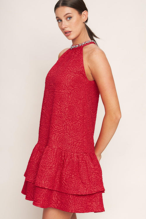 SPARKLE & SWIRL WOVEN MINI DRESS