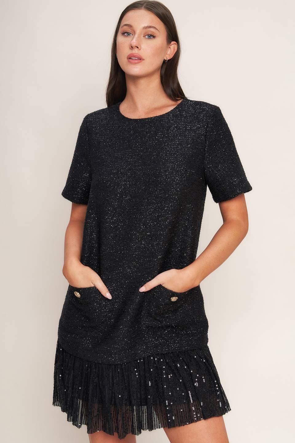 SPARK AFFAIR TWEED MINI DRESS