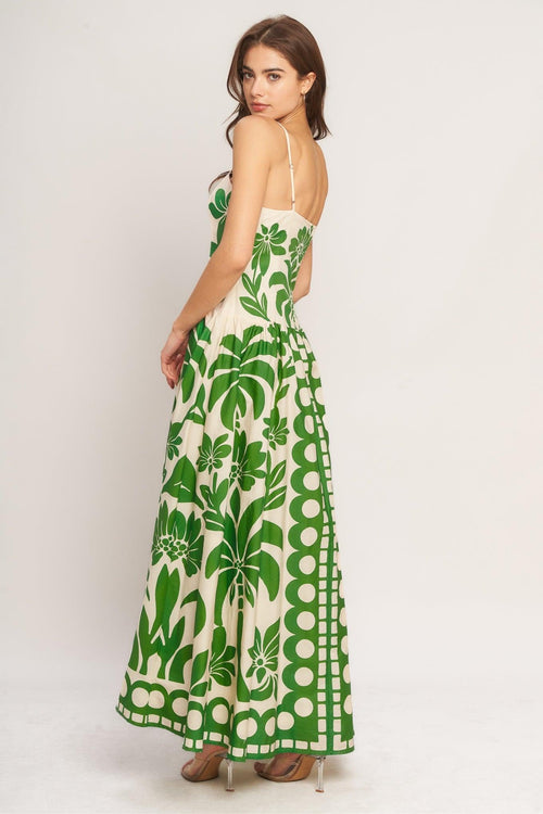 EMERALD PALM PARADISE WOVEN MAXI DRESS