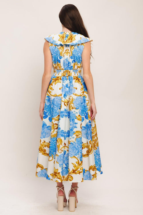 BAROQUE BLOOM WOVEN MIDI DRESS