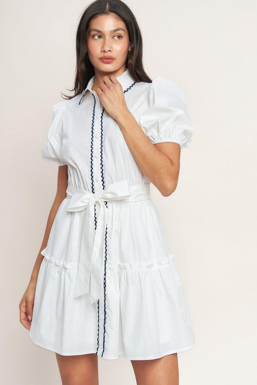 A LITTLE BIT LOVELY WOVEN MINI DRESS