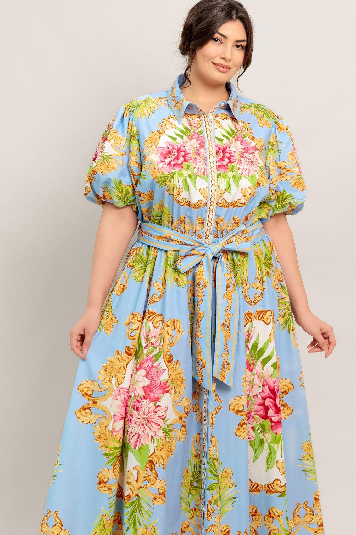BLUE PALACE WOVEN MIDI DRESS