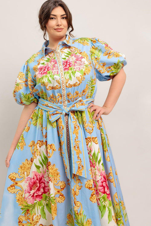 BLUE PALACE WOVEN MIDI DRESS