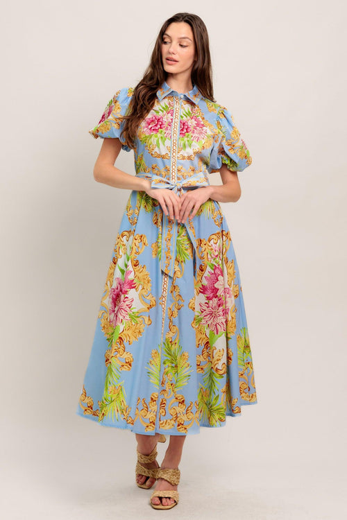 BLUE PALACE WOVEN MIDI DRESS