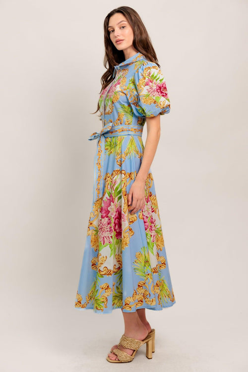 BLUE PALACE WOVEN MIDI DRESS