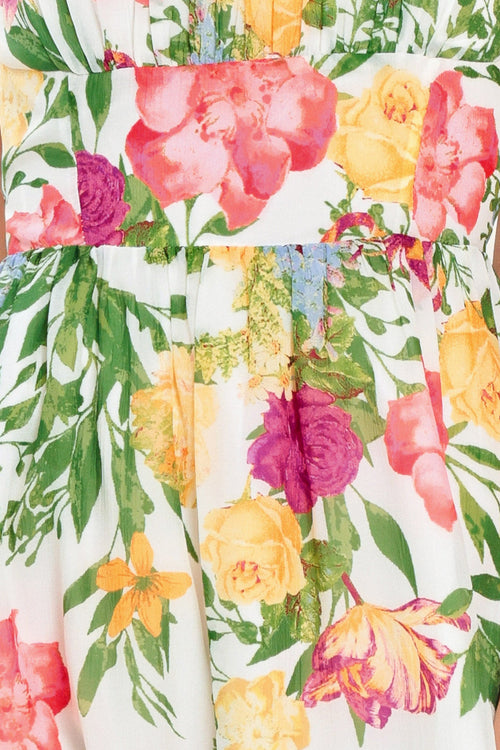 SHADOW FLORAL WOVEN MIDI DRESS