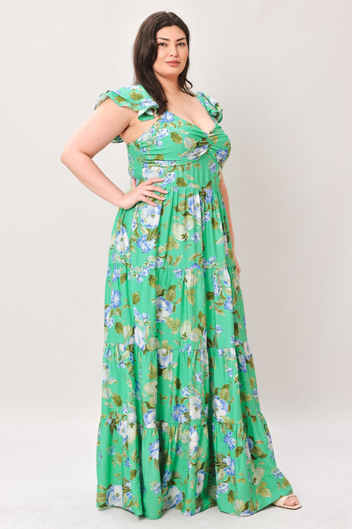 FRESH BLOSSOM WOVEN MAXI DRESS