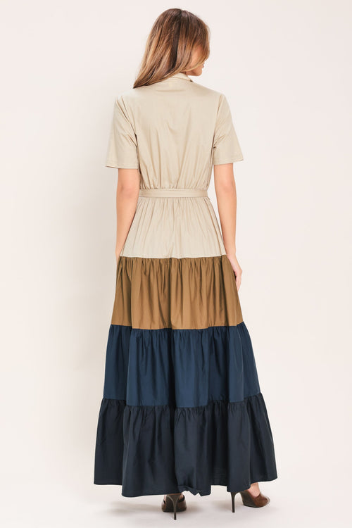 MARINA SUNSET WOVEN MAXI SHIRT DRESS