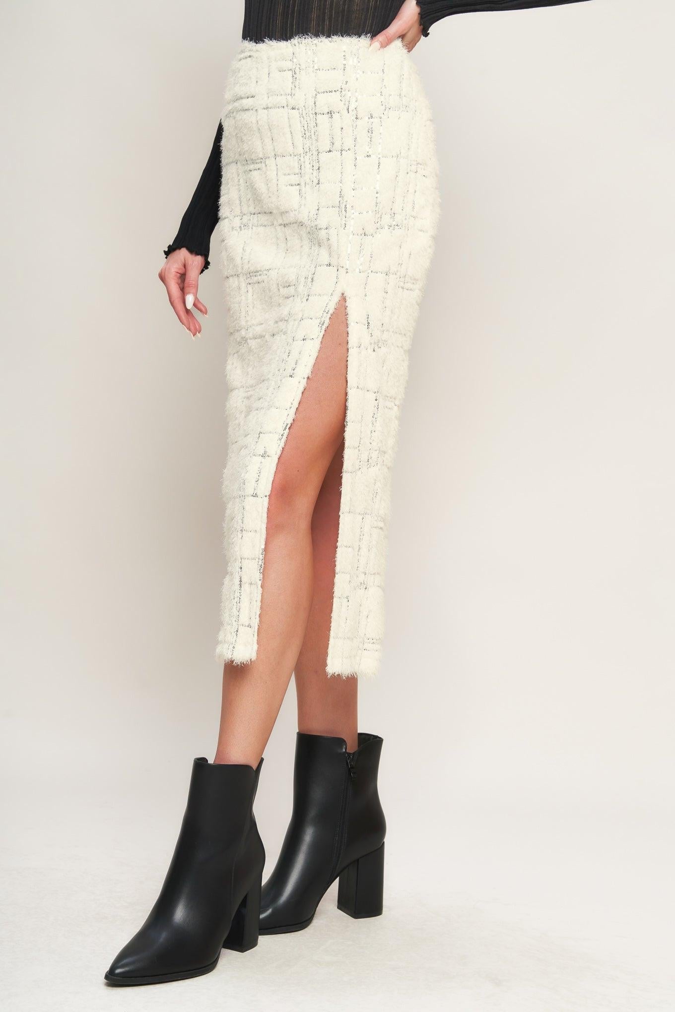 MADE YOU MY WORLD WOVEN MIDI SKIRT