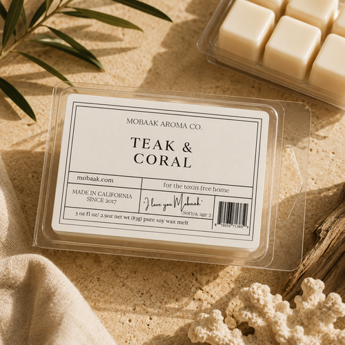 Teak & Coral Wickless Tart