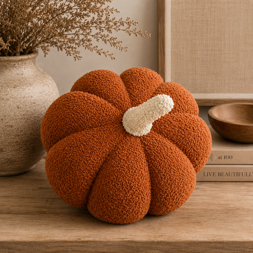 Busa Designs Jumbo Sherpa Orange Pumpkin Pillow