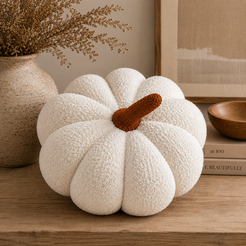 Busa Designs Jumbo Sherpa Cream Pumpkin Pillow