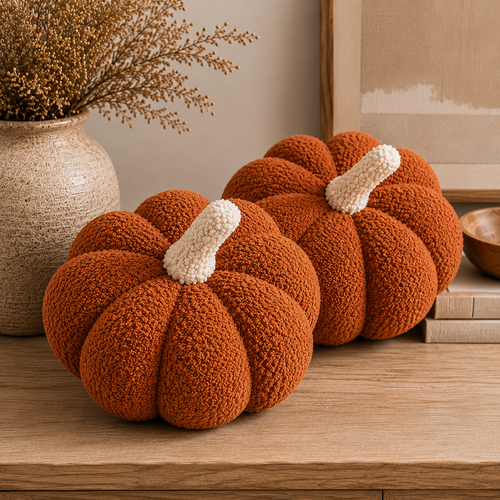 Busa Designs Jumbo Sherpa Orange Pumpkin Pillow