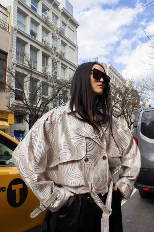 Jacqueline Bomber Jacket in Beige – Stylish Women's Bomber Coat