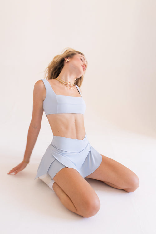 Women's Bandage Push-Up Sports Bra - Baby Blue | Square Neckline Compression