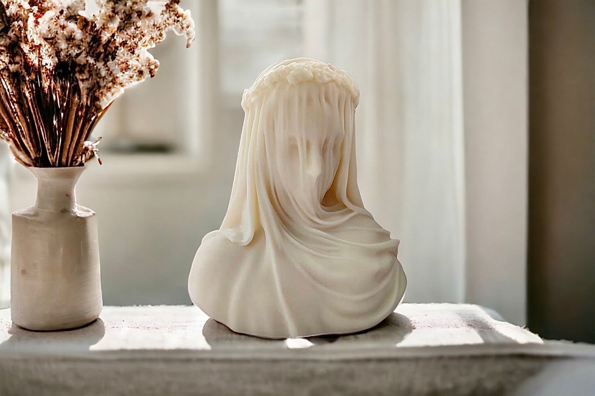 BELIEVE CANDLE Lady in Veil Statue Decorative Candle