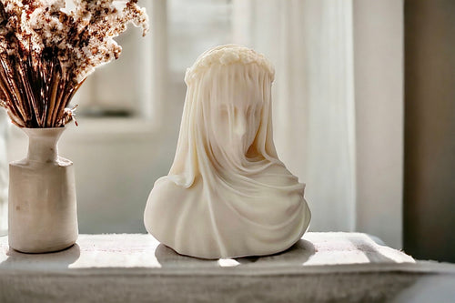 BELIEVE CANDLE Lady in Veil Statue Decorative Candle