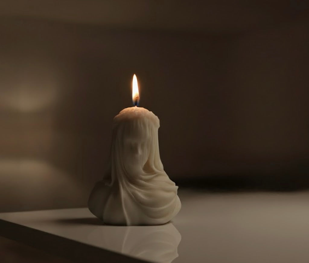 BELIEVE CANDLE Lady in Veil Statue Decorative Candle