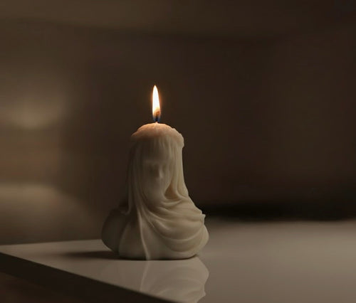 BELIEVE CANDLE Lady in Veil Statue Decorative Candle