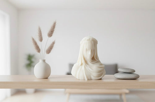 BELIEVE CANDLE Lady in Veil Statue Decorative Candle