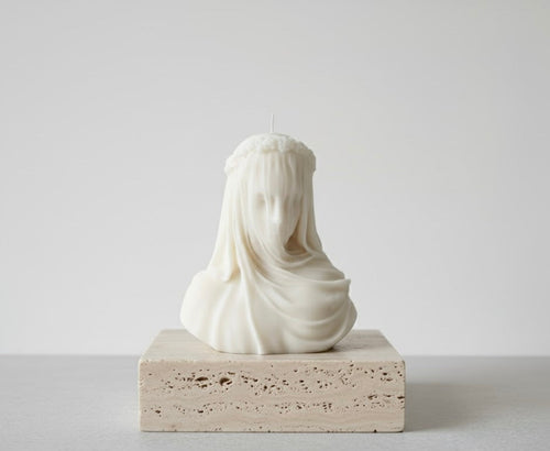 BELIEVE CANDLE Lady in Veil Statue Decorative Candle